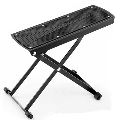 CAIHONG Guitar Fußbank, 6-fach Höhenverstellbarer Gitarren-Fußstützenständer mit Gummi-Endkappen und Rutschfester Gummiauflage für Klassische, Akustische, Elektrische Gitarre - Schwarz
