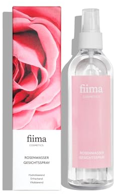 Bio Rosenwasser Spray 250ml - feuchtigkeitsspendendes Gesichtswasser zur Gesichtsreinigung Gesichtspflege Körper und Haar 100% Rein und Natürlich aus Bio Damaszener-Rosen fiima Cosmetics