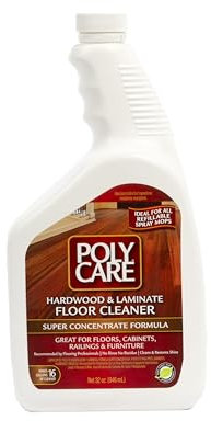 PolyCare Hardwood Floor Super Concentrate Cleaner - 32 Fl Oz - Fresh - Refill for Spray Mops and Spray Bottles - Residue-Free Floor Cleaning Solution for Wood or Laminate Floors