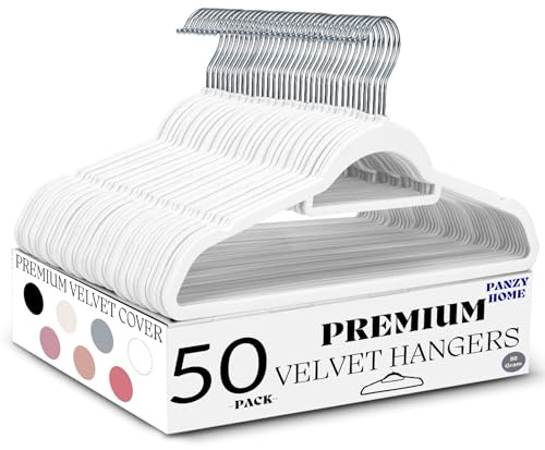 50 perchas de terciopelo antideslizantes con barra de corbata y gancho giratorio de 360°, ahorro de espacio, 0.25 pulgadas de grosor y 45 cm de largo, para vestidos y pantalones (paquete de 50