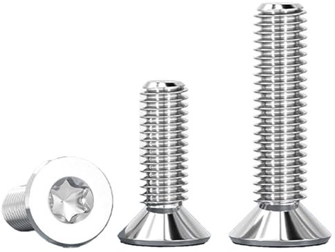 SHUNCHG 20 Piezas Tornillos Torx de Cabeza Avellanada M3x6mm, Tornillo Mecánico Acero Inoxidable A2 V2A, Rosca Completa Tornillos para Metales, Maquinaria y Muebles