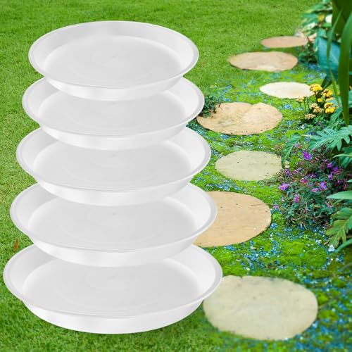 U0U 5 Size Round Stepping Stone Mold,8.7 9.25 10 11.4 12.6 Stepping Stone Molds for Concrete,White Plastic Concrete Molds for Casting Garden Pathmate Precast and Forms Walkway
