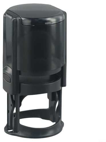 Sellos redondos autoentintados con un práctico soporte de almacenamiento, para un uso rápido en varios entornos (negro)