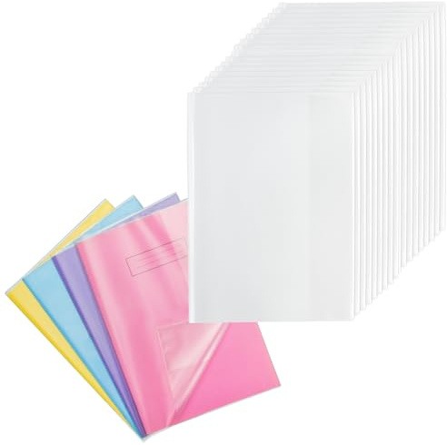 EXERZ A4 Clear Exercise Book Covers 20 Pack Reusable PP Slip On Sleeves | Clear Non Adhesive Design For Easy Book Identification Labelling And Everyday School Protection