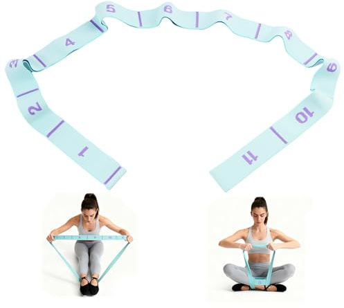 Ceinture de Yoga Élastique avec 11 Boucles 125cm, Idéale pour Pilates, Danse, Étirement du Corps, Réhabilitation et Entraînement Complet, elastique sport fitness musculation Matériaux de Haute Qualité