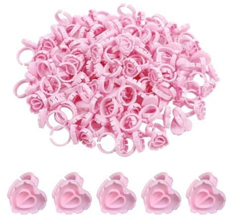 100 PCS Disposable Glue Rings for Eyelash Extensions - Lash Glue Holders Finger Beauty Tools Quick Blossom Pigment Cups, Widely Used for Makeup, Tattoos, Nail Art