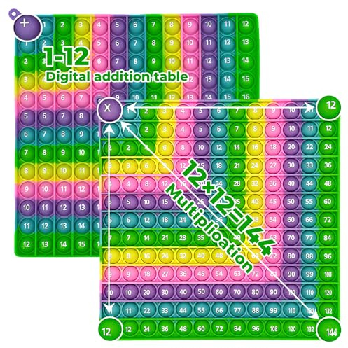 Briocht Times Tables and Addition Maths Toy, Multiplication Tables for Kids, Times Tables Game, Times Table Pop 12x12 and 12+12 Relief Toys, Maths Fidget Toys Stress and Anxiety (Macaron Edge)