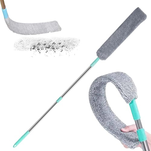 Cepillo Limpieza De Polvo con Varilla Telescopica, Limpiador De Polvo Retráctil, Eliminador De Polvos para Limpieza Bajo - para Sofá Cama Muebles Parte Inferior Suelo Grietas Techos Altos Piso