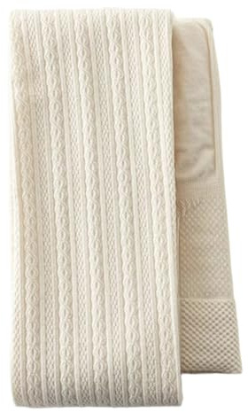Joygoodta Cable Knit Tights Women High Elastic Waist Twisted Knitted Tights Striped Cotton Warm for Autumn Winter, Beige