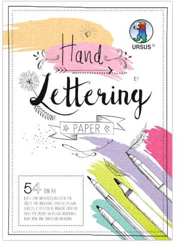 Ursus 2499 46 99 - Papel de lettering a mano Structure, 54 hojas, DIN A4, 220 g/m², cartón para tarjetas en 27 colores, papel para manualidades para personalizar y decorar