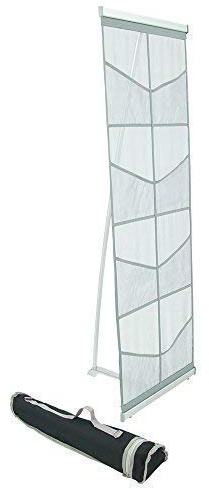 Vispronet Mesh Brochure Holder - 1.7ft x 4.5ft Portable Literature Stand with 8 Pockets & Carrying Bag, Collapsible Literature Rack For Businesses, Standing Brochure Holder, Trade Show Supplies