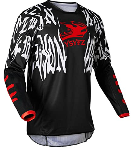 YSYFZ Maglia a Maniche Lunghe da Uomo per Mountain Bike, Maglia a Maniche Lunghe per Moto Fuoristrada, Maglia da MTB, Traspirante e ad Asciugatura Rapida