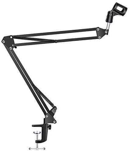 Yunjiadodo Soporte de brazo de tijera ajustable para micrófono hecho de acero duradero para estudio de radiodifusión, estudio de sonido, escenarios y estaciones de TV