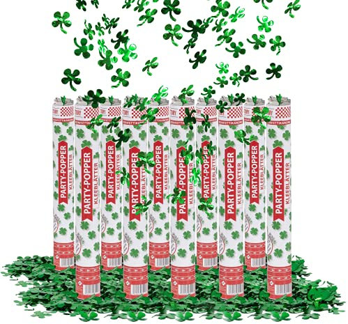 Party Factory 10er Set Party Popper, 40 cm, Kleeblatt Konfetti, bis 8 m Effekthöhe, Konfettiregen für Hochzeit, Geburtstag oder Silvester