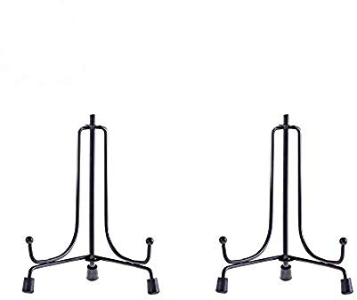 HCHLQLZ Plate Stands for Display - 5 Inch Black Iron Easel Holders - Ideal for Decorative Plates, Picture Frames, Photos and Artwork - Adjustable and Foldable - 2 Pack