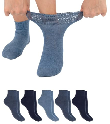 Footstar Calcetines diabéticos (6 pares) sin costuras sin cintura elástica para hombre y mujer