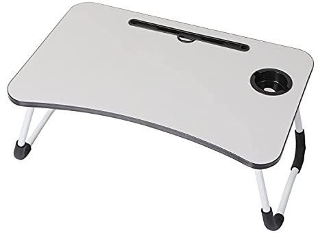 Foldable Laptop Bed Table - Breakfast Tray | Versatile With Variety Of Uses | Mini Picnic Table | Notebook Stand Reading Holder | Comfortable With Tablets & Laptops Up To 15.6’’ - GREY