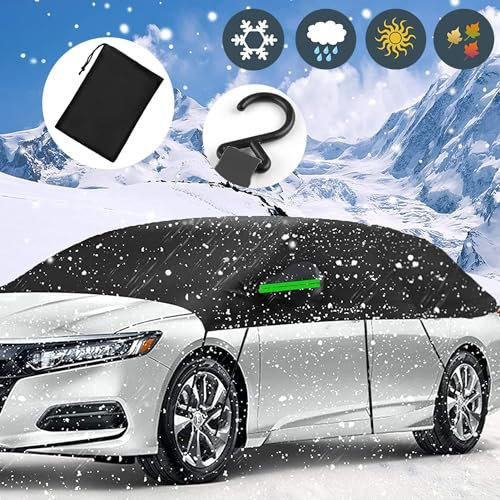 Big Ant Windschutzscheibenabdeckung Auto mit Reflexstreifen - Halbgarage Autoabdeckung für Schnee, EIS, Frost und UV-Schutz, 3,75L x 2,35B m, Universelle Passform für PKW und SUV