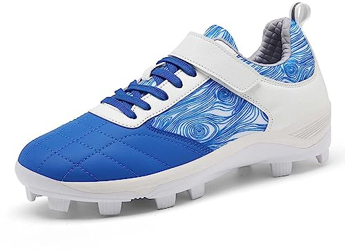 SDEQA Cricketskor för herrar Gummisula Spike Atomic Hockey Sport Studs Skor för Astro Turf Sports Hockey Field & Outdoor Trekking,Blue,40 EU
