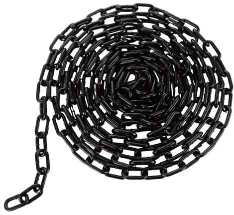 GBACHOOSE 6m x 6mm Chain Link Fence, Black Heavy Duty Chain Links, Metal Chain for Hanging Chairs, Fence, Gate, Gym, Bike Lock, Padlock, Weight Lifting
