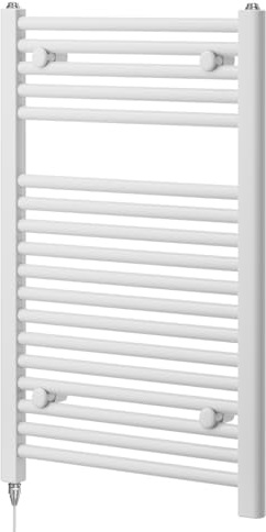 Newark White Electric Heated Towel Rail Wall Mounted Slim Ladder Design Bathroom Radiator - 770mm x 500mm
