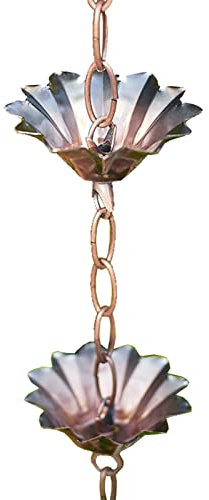 CMYUN Regenkette Regenketten Im Japanischen Stil für Dachrinnen, Outdoor-Gartendekor-Fallrohr-Regenfänger, 100/260 cm Dekorative Regenkette für Die Veranda(Style1,260cm(8.5ft))