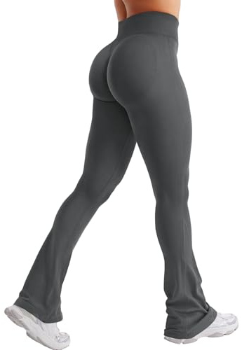 ZAAYO utsvängda osynliga scrunch leggings dam utsvängda sportleggings hög midja bootcut gym yoga workout leggings