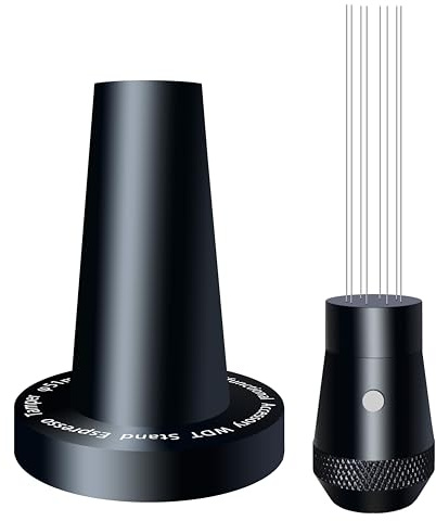 NEOUZA Coffee WDT manipulerar aluminium multifunktionella espressotillbehör, inbyggd magnet, 0,4 mm 8 rostfria nålar, WDT-hållare med krusningsbas (svart, 58 mm)