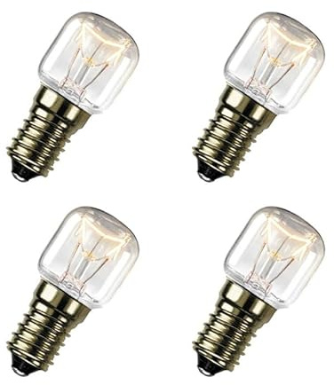 4 Pack of Salt Lamp 15W SES E14 Pygmy Bulbs Fridge, Oven, 300° Heat Resistant Appliance SES Incandescent Dimmable