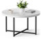 VonHaus Marble Look Coffee Table for Living Room - Round Table White & Grey Marble Design - Modern Style with Black Metal Legs - Centre Table for Living Room with 80cm Diameter - Mosley
