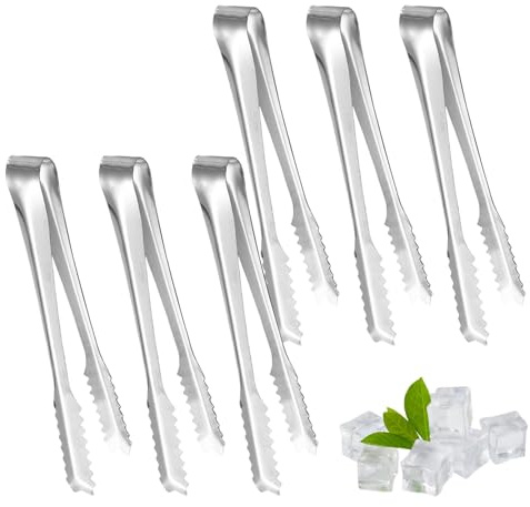 6 Pcs Small Ice Tongs, Sweet-Tongs, Sugar-Tongs, Stainless Steel Mini Tongs for Food Sweets Bread Cake Ice(Color:As Shown)