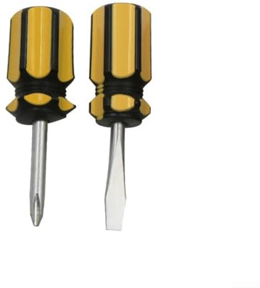 Confezione da 2 cacciaviti tozzi con manici corti, testa piatta da 6 mm e tipi a taglio per applicazioni in spazio limitato