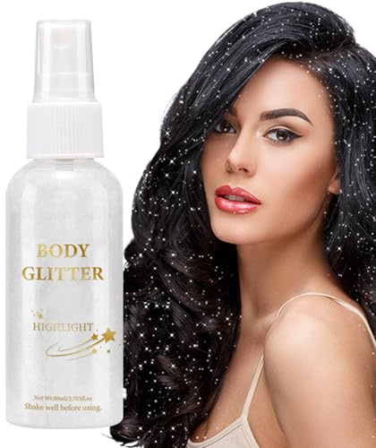 Spray Corporel Pailleté - Brillant Cheveux Poudre Maquillage Fixatif - Accessoires en Poudre Libre Longue Tenue pour Bal et Tenues Décolleté Halloween Noël Festival Fête et Concert