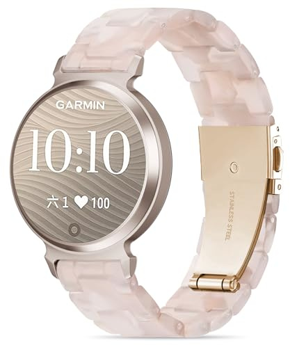 Compatible with Garmin Lily 2 Active Watch Band Resin, 14mm Wristband Bracelet Replacement Strap for Lily 2/2 Classic/2 Active Smart Watch Accessory for Women with Stainless Steel Buckle, Pink Flower