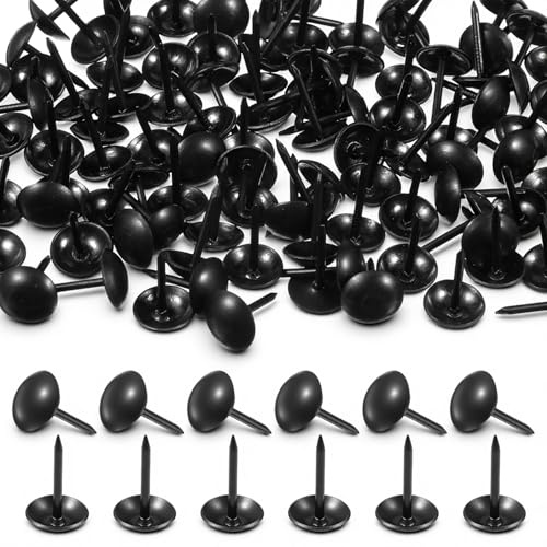 100 Pcs Black Thumb Tacks for Wall, Black Push Pins for Cork Board, Flat Thumb Tacks for Upholstery and Carpet on Wood