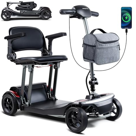Veicolo Elettrico a 4 Ruote per Anziani, Struttura In Alluminio da 20 kg