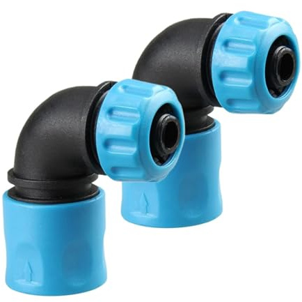 Genérico Conector de Manguera de jardín – Juego de 2 adaptadores de ángulo de 90°, de válvula divisora de Agua de liberación rápida, solución de Ajuste de riego Resistente a Fugas | Durable al Aire l