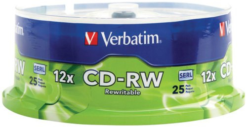 VERBATIM 95155 700MB 80-Minute 4x-12x High-Speed CD-RWs, 25-ct Spindle