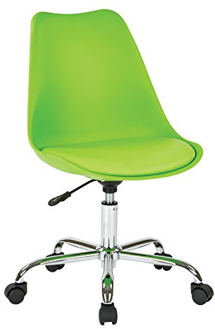 OSP Home Furnishings Emerson Polyurethane Seat Armless Task Chair with Chrome Base with Casters, Green