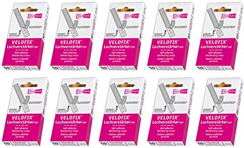 Veloflex 2003000 Velofix Lochverstärker (DBP) 105 x 15mm, selbstklebend, 50er Packung (10)
