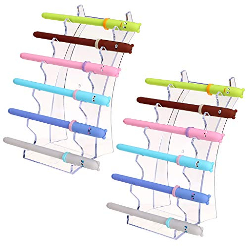 BTSKY Stifthalter aus Acryl, 6 Fächer, transparenter Stifthalter, Make-up-Pinselhalter, Organizer, E-Zigarettenhalter, Organizer, Rahmenhalter für Zuhause, Büro oder Geschäft, 2 Stück