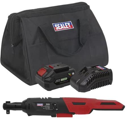 Sealey 20V 4Ah SV20 Series 3/8 Sq Drive Cordless Ratchet Wrench Kit 60Nm - CP20VRWKIT1