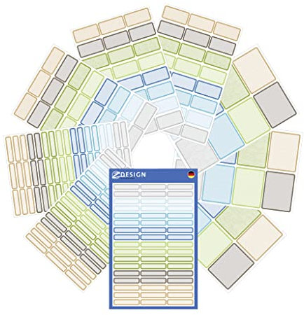 AVERY Zweckform Set Namensaufkleber Kinder 249 Stück (bunte Klebeetiketten für Schule, Boxen, Bücher, Stiftetiketten & Co., verschiedene Formate, wasserfest, beschriftbar, selbstklebend) Art. 51030
