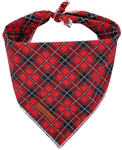 Unique style paws Christmas Dog Bandanas 1PC Washable Bibs Scarf, Pet Dog Kerchief, Cotton Triangle Dog Scarfs for Small Medium Large Girl or Boy Dogs -Red-L