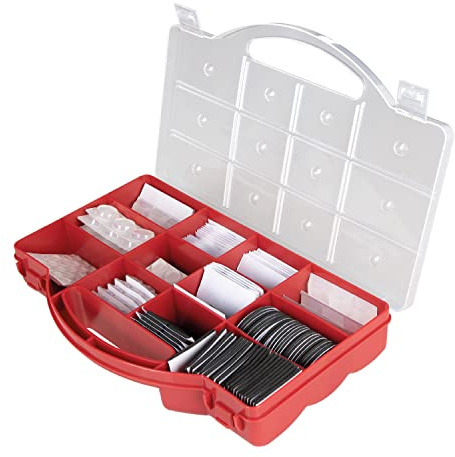 Helpmate - Rutschstopper und Gummipuffer Box, Sortimentskoffer 330-teilig, Bodenschoner, Möbelschoner, Lärmstopper, selbstklebend, Anschlagpuffer, rutschhemmend, Schwarz, Weiß & Transparent