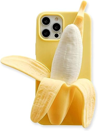 SGVAHY Sött mobilskal till iPhone 13, unikt Kawaii-motiv, roligt mobilskal med tecknad banan, av mjukt silikongummi, stöttåligt skyddsfodral för flickor och kvinnor