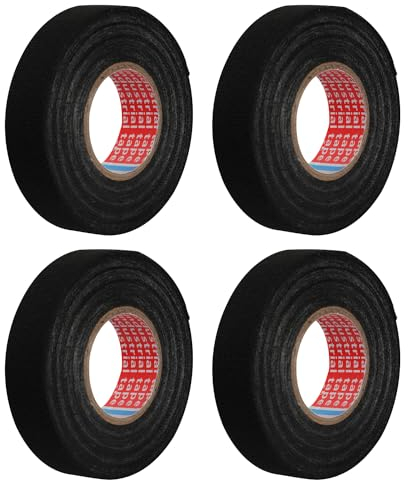 Ktxaby 4PCS Car Wiring Harness Tape, 19mm x 15m, Black, Fabric, High Temperature, Cloth, Automotive, Noise Dampening, Heat Resistance