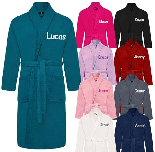 Gembroidery Personalised Towelling Bath Robe Highly Absorbent 100% Cotton Premium Quality Shawl Design Adult Long Bathrobe Perfect Loungewear Gift for Women and Men (Teal)