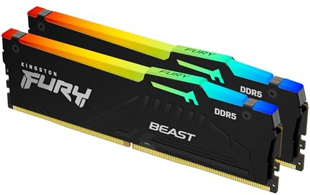 Kingston FURY Beast Nero RGB 32GB (2x16GB) 6800MT/s DDR5 CL34 DIMM Memoria Gaming per Computer Fissi Kit da 2 AMD EXPO/ Intel XMP - KF568C34BBEAK2-32