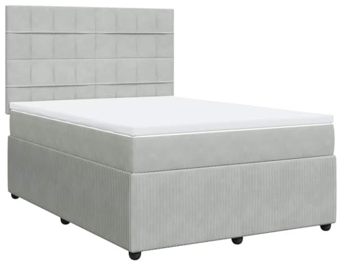 vidaXL Giroletto a Molle con Materasso Grigio Chiaro 160x200cm Velluto, Letto a Molle con Materasso, Mobile per Camera da Letto, Divano Letto, Letto